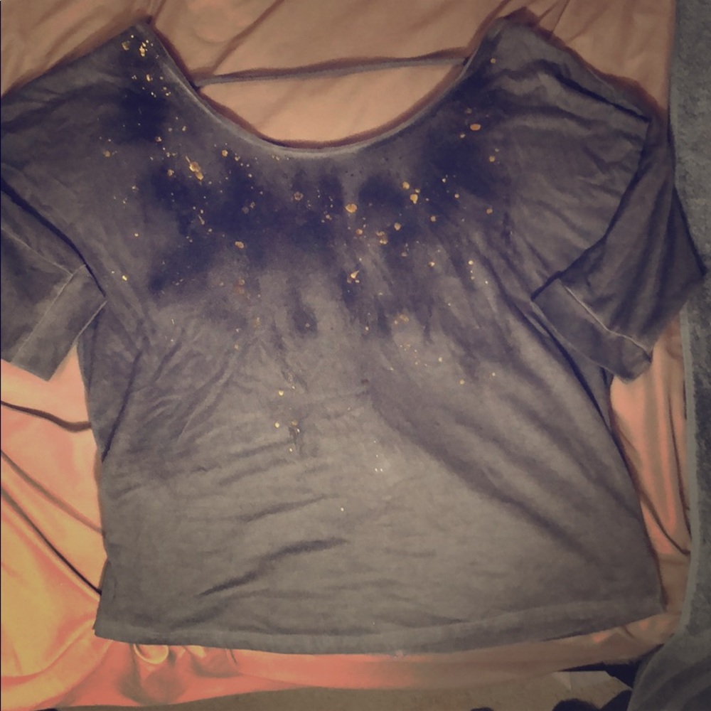 Grey shirt with gold speckles